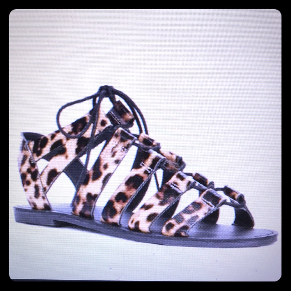 Leopard lace up sandals